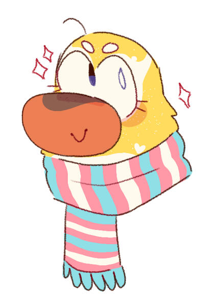 Random yellow penguin with a trans scarf